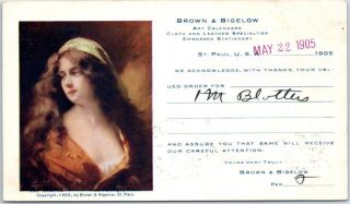 St.  Paul Mn Advertising Postcard Brown & Bigelow Art Calendars 1905 Cancel
