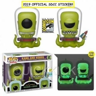 Kang And Kodos The Simpsons Gitd Funko Pop 2019 Sdcc Official Sticker Exclusive