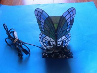 Stained Glass Butterfly Accent Lamp Night Light Table Desk Lamp Tiffany Style.