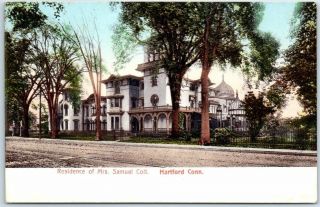 Hartford Ct Postcard " Residence Of Mrs.  Samuel Colt " Street View C1900s