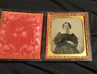 Antique Ambrotype Civil War Era Picture Of Old Women