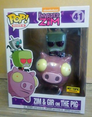 Rare Invader Zim & Gir On Pig Nickelodeon Hot Topic Exclusive Funko Pop Rides