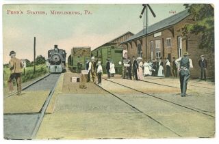 Prr Pennsylvania Railroad Station Depot Mifflinburg Pa Union County Postcard 2