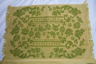 Vintage SEARS Cotton GREEN GOLD Bath,  HAND Towel 43” EUC Mid Century 5