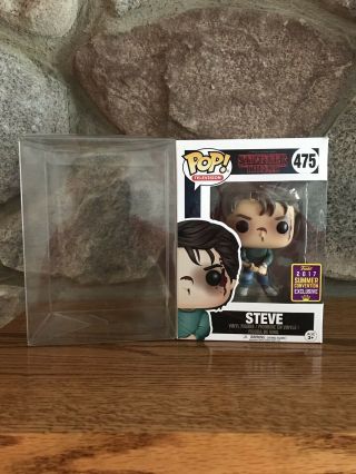 Funko Pop 2017 Sdcc Exclusive 475 Stranger Things Bloody Steve W/pop Protector
