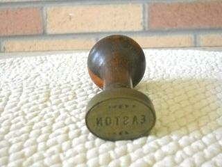 VINTAGE BRASS RAILROAD / POST OFFICE STAMP WITH WOOD HANDLE 