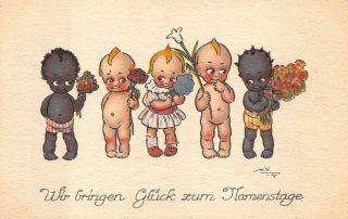 Kewpie Babies Artist Signed Black Americana Postcard (c.  1910)