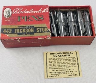 Vintage Antique - Nos Box Of Vintage Esterbrook Jackson Stub Pen Nibs No 442
