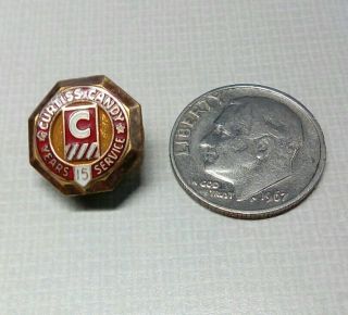 1950 ' s CURTISS CANDY COMPANY EMPLOYEE 15 YEARS SERVICE PIN BADGE 10KGF ENAMEL 2