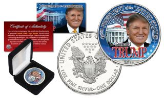 Donald Trump 45th President 2016 1 Oz Pure Silver American Us Eagle W/deluxe Box