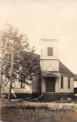 F55/ Great Bend York Rppc Postcard 1908 M.  E.  Church Building