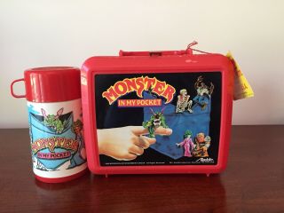 Rare Monster In My Pocket Plastic Lunchbox W/ Thermos & Tags 1990