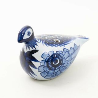 Antique Royal Copenhagen Denmark Ceramic Bird Blue & White Porcelain Flower Frog