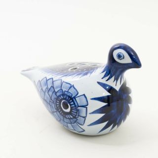 Antique Royal Copenhagen Denmark Ceramic Bird Blue & White Porcelain Flower Frog 2