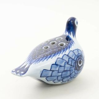 Antique Royal Copenhagen Denmark Ceramic Bird Blue & White Porcelain Flower Frog 3