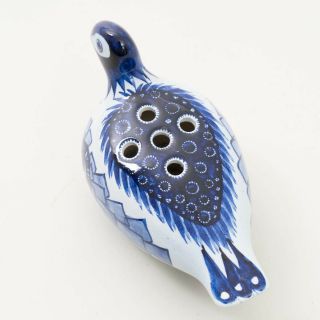 Antique Royal Copenhagen Denmark Ceramic Bird Blue & White Porcelain Flower Frog 5