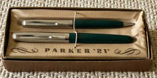 Vintage 1960s Parker " 21 " Fountain Pen & Pencil Set - -