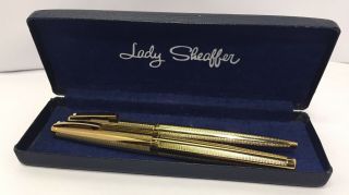 Sheaffer Fountain Pen Set Lady Sheaffer 14 Ct Gold Nib With Ballpoint