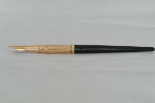 Lovely Rare Vintage W.  S Hicks Oversized C170mm Dip Fountain Pen - Black & Gold