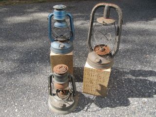 3 Vintage Dietz Lantern Frames Monarch Little Giant Wizard Parts Restore Repair