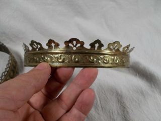 Antique Ornate Brass 6&1/4 " Hanging Kerosene Oil Lamp Shade Crown Ring