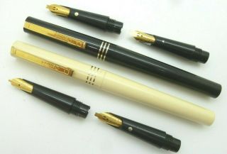 2 Vintage Osmiriod Easy Change Calligraphy Fountain Pens With 6 Different Nibs.