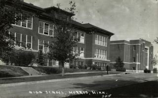 Rppc Morris Mn High School Vintage 1940s Real Photo Postcard