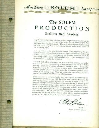 VINTAGE ca.  1929 SOLEM MACHINE COMPANY ROCKFORD ILLINOIS ENDLESS BED SANDER WOOD 3