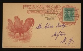 1905 Stamp Collar Private Mailing Card Hatfield Pa R F D Cancel Rooster Adv