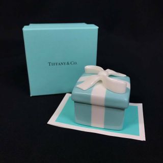 Tiffany & Co Bone China Mini Blue Trinket Gift Box Ribbon Bow Porcelain F/s