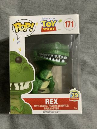 Funko Pop Rex 171 Disney Pixar Toy Story 20th Anniversary Vaulted W/ Protector