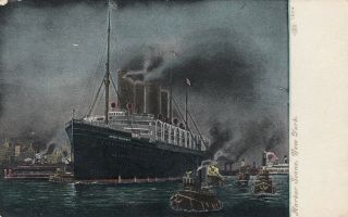 York City,  1908 ; " Kaiser Wilheim " In Harbor At Night