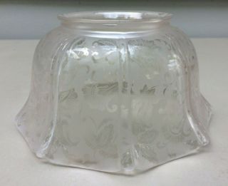 Antique Victorian Gas Light Floral Etched Glass Lamp Shade Globe 4  Tall