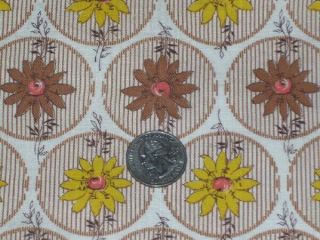 Full Vintage Feedsack: Tan Circles w/ Light Brown and Yellow Flowers 2
