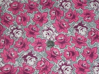 Full Vintage Feedsack: Pink And Burgundy Flowers On Gray And White