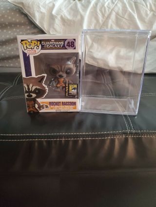 Funko Pop Marvel Guardians Of The Galaxy Rocket Raccoon 48 Flocked Sdcc Official