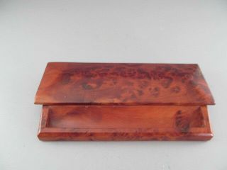 Vintage Burlwood Pencil Desk Box With Hinged Lid