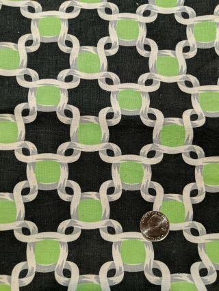 Vintage Feed Sack Black Green Chain Design Cotton Quilting Sewing Fabric
