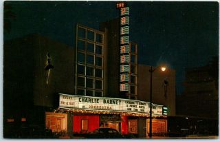 1950s Hollywood Ca Postcard Palladium Theatre Night Marquee " Charlie Barnet "