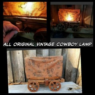 Vintage 40s 50s Western Covered Wagon Table Lamp
