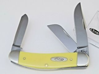 2016 Case Xx Usa Tb3339 Ss Sowbelly Stockman Knife 3 7/8 " Yellow Composition