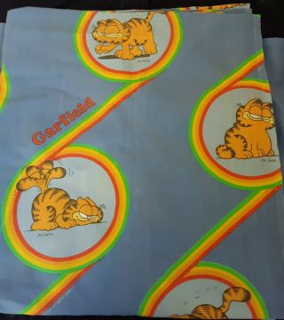 Vintage Garfield Bed Set Full Size Flat And Fitted Sheet 2 Pillowcases