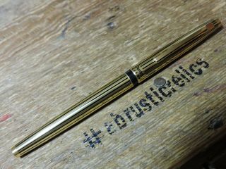 old Vintage Black Lined Gold PENTEL Ballpoint Pen brass threads Japan 5