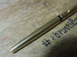 old Vintage Black Lined Gold PENTEL Ballpoint Pen brass threads Japan 6