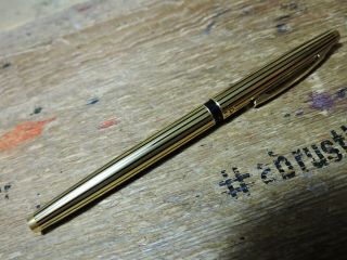 old Vintage Black Lined Gold PENTEL Ballpoint Pen brass threads Japan 7