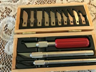 Vintage X - Acto Basic Knife Set 5082 Complete with Wood Chest 5