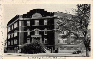 C34/ Pine Bluff Arkansas Ar Postcard C1940s Pine Bluff High School Building