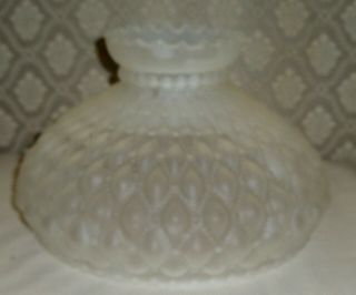 Vintage Clear Satin Frosted Glass Lamp Shade Beaded Diamond Quilt 10 " Fitter