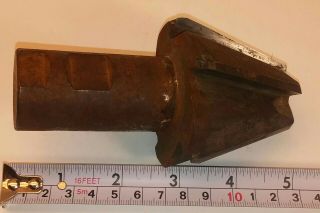 Large Antique Heavy Sharp Cone Shaped Drill Bit.  5 " X21/2 ".  11/4 " Shank.  Over 2lb