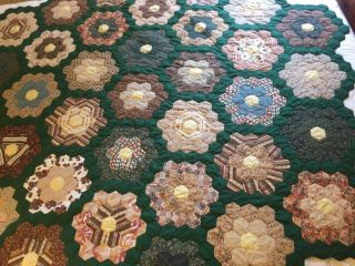 Vintage But Not Very Old Hand Pieced,  Quilted Cotton Fabrics Patchwork Quilt